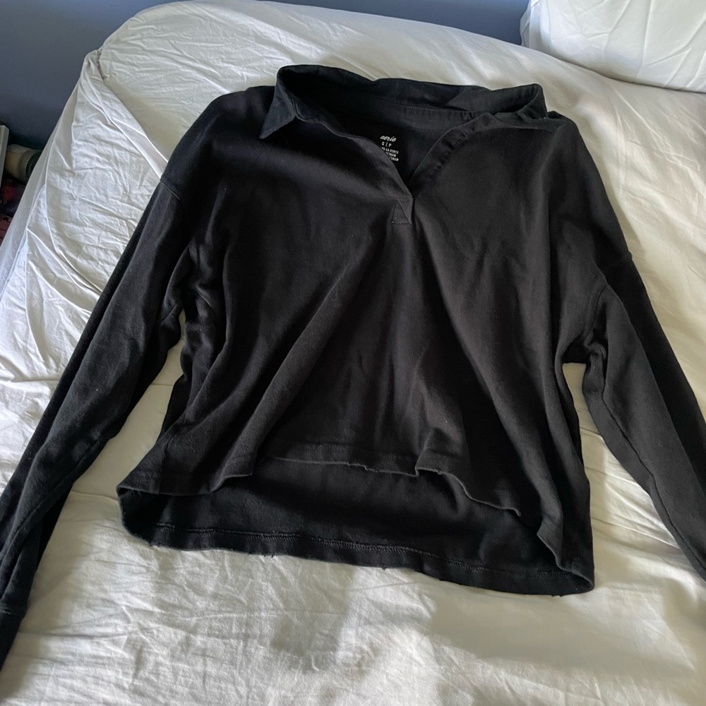 Black collared neck AERIE top